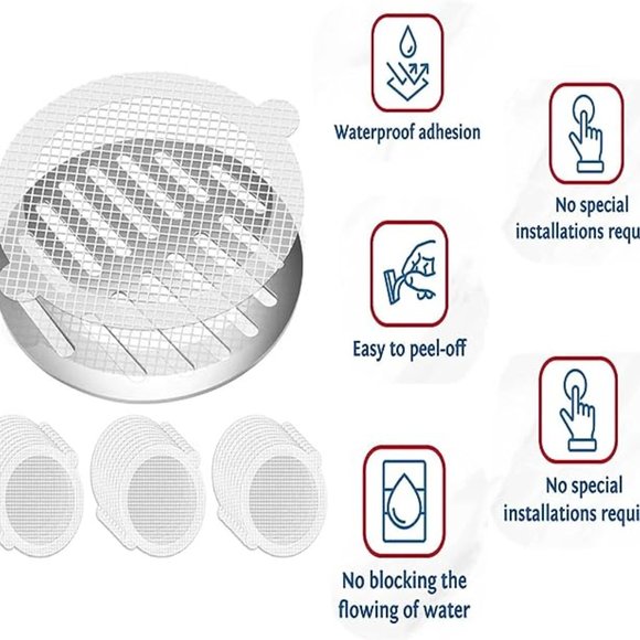 25 Pack, Disposable Shower Drain Hair Catcher Mesh Stickers, Hair Catchers for S - Picture 2 of 6